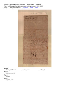 Fearn and Donegan Receipts, Accounts, and Agreements, 1830 - 1833