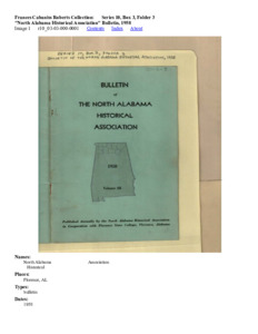 "North Alabama Historical Association" Bulletin, 1958
