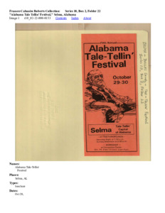 "Alabama Tale Tellin' Festival," Selma, Alabama