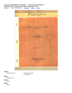 Adamson, W. M. "Income in Counties of Alabama," 1939