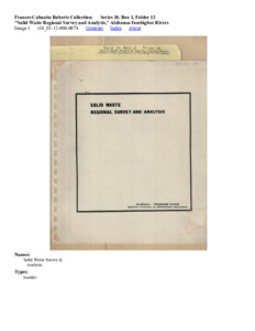 "Solid Waste Regional Survey and Analysis," Alabama-Tombigbee Rivers
