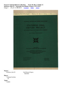 Kitchens, John W. "Statewide Oral History Project, 1972-1974"