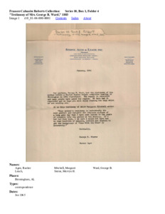 "Testimony of Mrs. George R. Ward," 1883