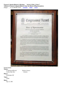 Tribute to Frances Cabaniss Roberts from the House of Representatives