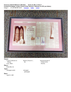 Framed Newspaper Article Church of the Nativity Celebrates its 150 year history