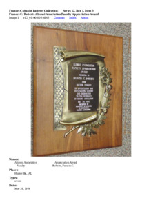 Frances C. Roberts Alumni Association Faculty Appreciation Award