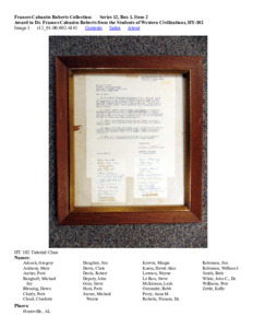 Award to Dr. Frances Cabaniss Roberts from the Students of Western Civilizations, HY-102