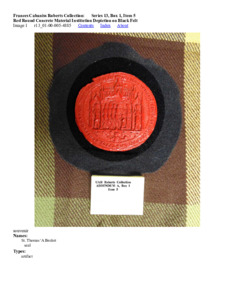 Red Round Concrete Material Institution Depiction on Black Felt
