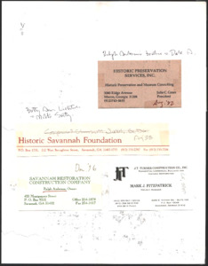 Architecture notebook 25: Frederick Ball Houses, or Mill Lane Houses, on Habersham St., Savannah, Georgia.