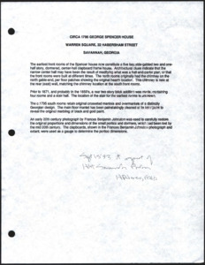 Architecture notebook 37: George Spencer House, or the Spencer-Woodbridge House, at 22 Habersham St., Savannah, Georgia.