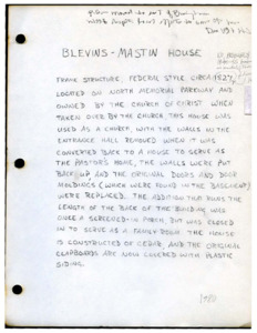 Architecture notebook 87: Blevins-Mastin House in Huntsville, Ala.