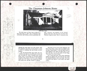Architecture notebook 3: Chapman House, or the Chapman-Johnson Home or Reuben Chapman House, at 2409 Dairy Lane, Huntsville, Ala.