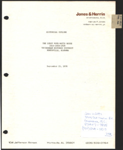 Architecture notebook 5: Pope House, or the Leroy Pope-Watts house or Patton-Echols-Spragins-Watts House, at 403 Echols Ave., Huntsville, Ala.