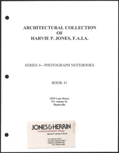 Architecture notebook 41: Lane House, or Lane-Cooper House, at 511 Adams St., Huntsville, Alabama.