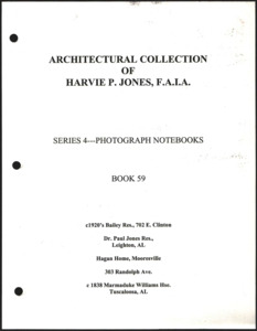 Architecture notebook 59: Bailey Residence, at 702 E. Clinton Ave., Huntsville, Alabama.