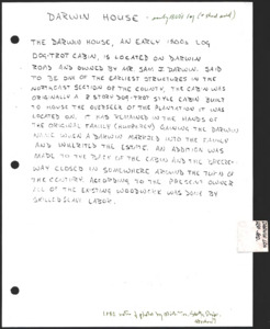 Architecture notebook 5: Darwin House, on Darwin Rd., Madison County, Ala.