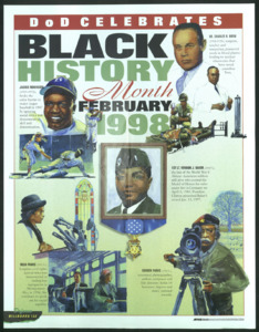 "DOD Celebrates Black History Month February 1998, Jackie Robinson, Dr. Charles R. Drew, 1st Lt. Vernon J. Baker, Rosa Parks, Gordan Parks"