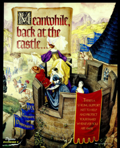 "Meanwhile back at the castle...There's a strong support net to help and protect your family whenever you are away."