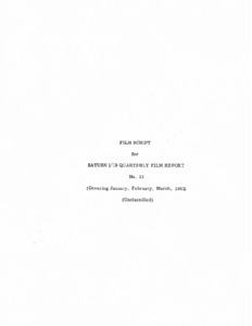 "Film script for Saturn I/IB quarterly film report no. 15."