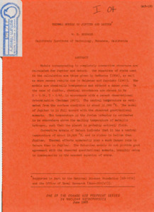 "Thermal models of Jupiter and Saturn"