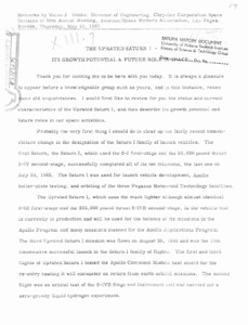 "The uprated Saturn I - its growth potential &amp; future role in space."