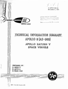 "Technical Information Summary Apollo 8 (AS-503) Apollo Saturn V Space Vehicle."