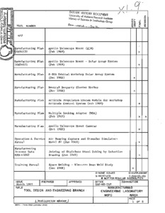 "Tool and Engineering Branch publication report."