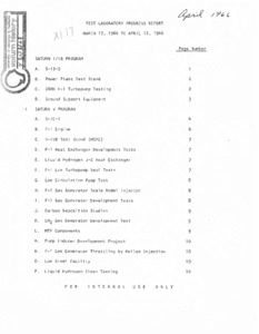 "Test Laboratory progress report" March and April.