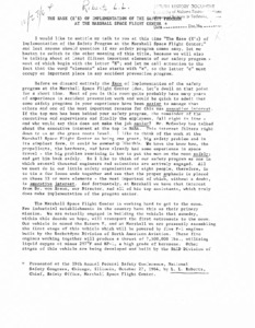 "The ease (E's) of implementation of the Safety Program at the Marshall Space Flight Center."