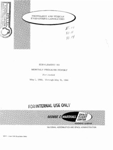 "Propulsion and Vehicle Engineering Laboratory monthly progress report" May.