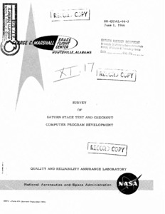 "Survey of Saturn stage test and checkout computer program development."