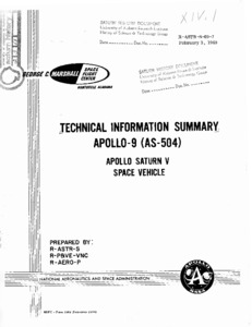 "Technical Information Summary Apollo-9 (AS-504) Apollo Saturn V Space Vehicle."