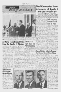 "Dual ceremonies honor astronauts of Apollo 9."