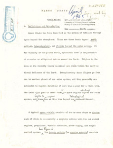 "Space flight : first draft."