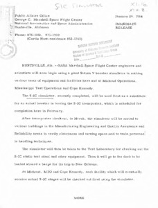 Press Release : S-IC simulator--Immediate release.