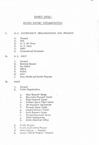 "Saturn history documentation: subject index."