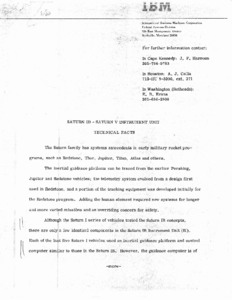 "Saturn IB - Saturn V instrument unit technical facts."