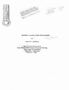 "Saturn I flight test evaluation."