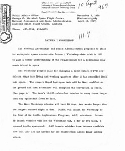 "Saturn I workshop, 1969."