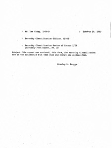 "Security classification review of Saturn I/IB quarterly film report, no. 25."