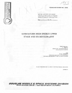 "S-IVB Saturn high energy upper stage and its development."