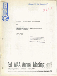 "Saturn I flight test evaluation."
