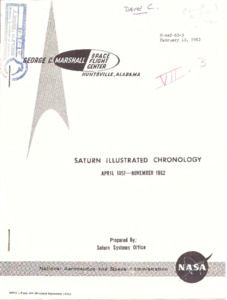 "Saturn illustrated chronology : April 1957 - November 1962."