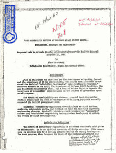 "The reliability picture at Marshall Space Flight Center - philosophy, staffing and management.  Proposed talk to Orlando Section American Society for Quality Control."