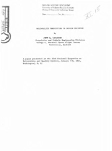 "Reliability prediction in design decision."