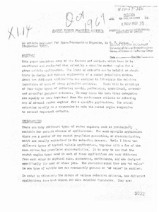 "Rocket engine selection criteria."