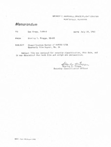 "Classification review of Saturn I/IB quarterly film report, no. 24."