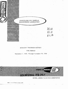 "Propulsion and Vehicle Engineering Laboratory monthly progress report, November."