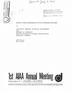 "Recent NASA experience with hydrogen engines."