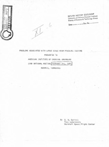 "Problems associated with large scale high pressure testing."